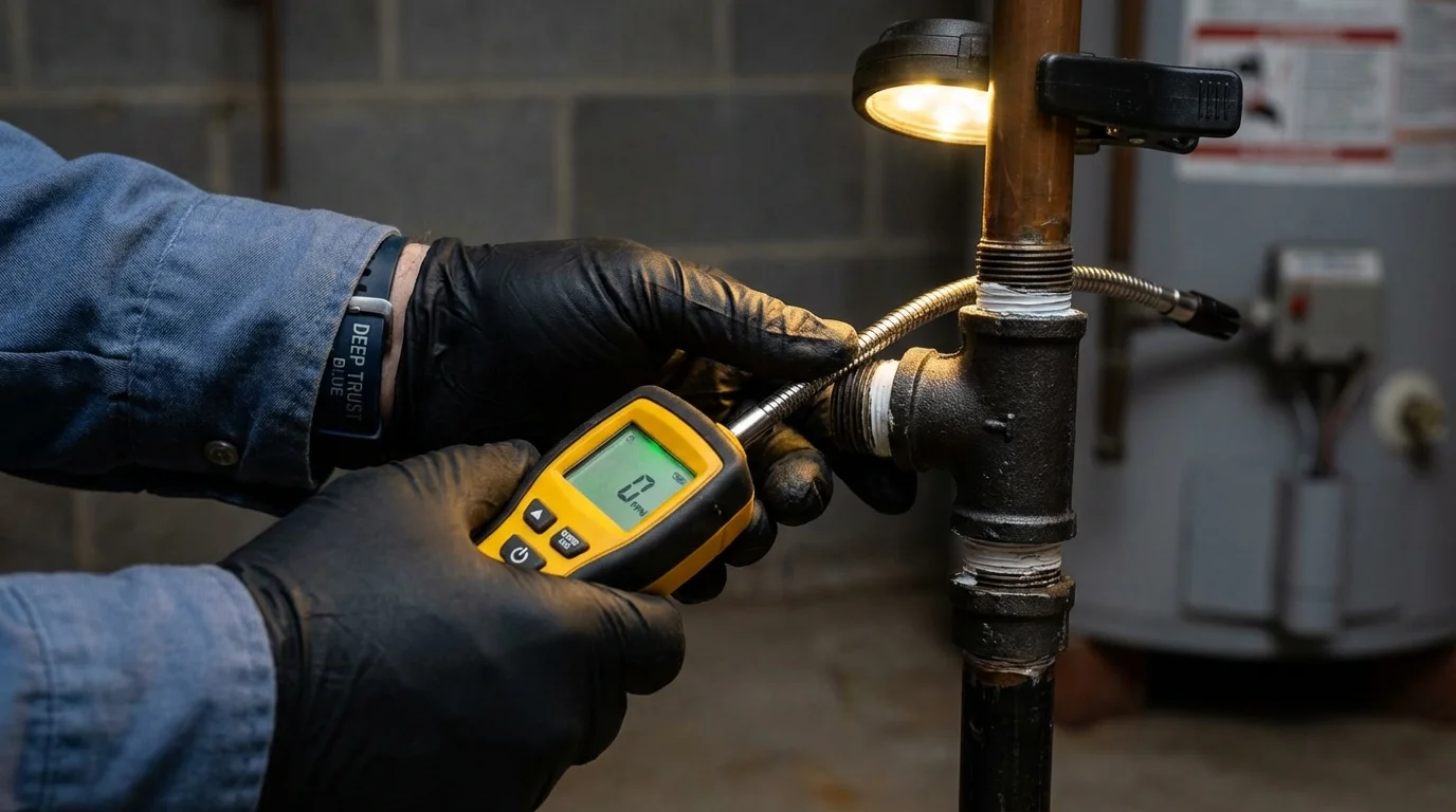 Gas leak detection with electronic sniffer by Johns Plumbing LLC in Iron Mountain