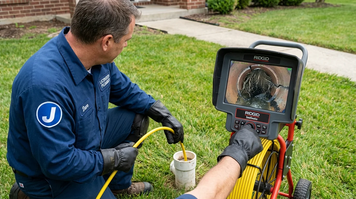 Sewer camera inspection being performed by Johns Plumbing LLC in Iron Mountain