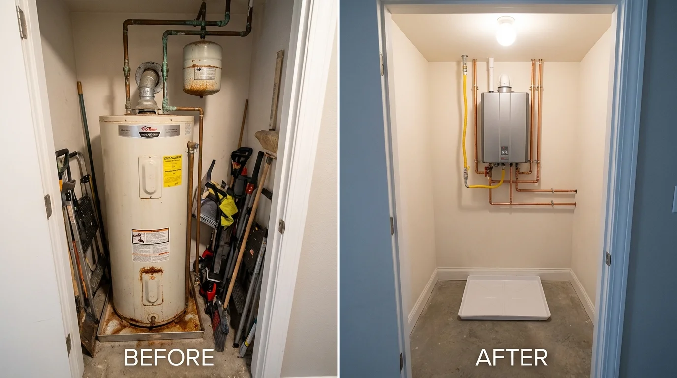 Tank water heater versus wall-mounted tankless unit comparison for Iron Mountain, MI homeowners