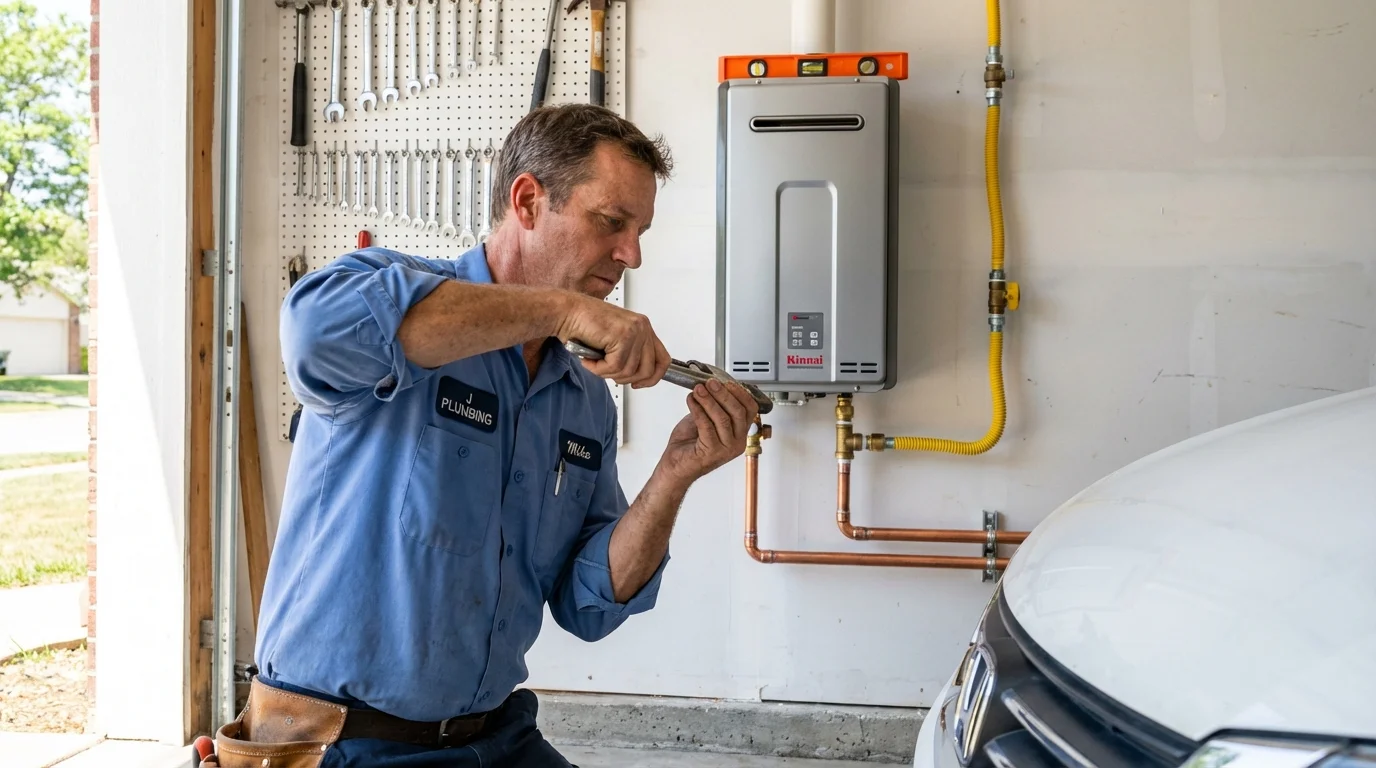 Tankless water heater installation by a Johns Plumbing LLC plumber in Iron Mountain